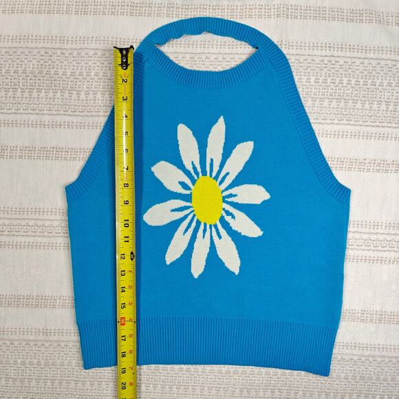 MM by My Michelle Blue Daisy Sweater Tank Top XL Knit Retro Y2K Style NEW Cute - Picture 4 of 6